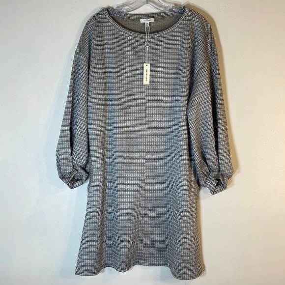 NWT. Max Studio Large Gingham Balloon Sleeve Pocket Shift Dress. - Picture 2 of 12